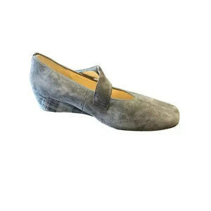 HASSIA Premium Comfort Wedge Heel Suede Shoes Dark Gray Size 8